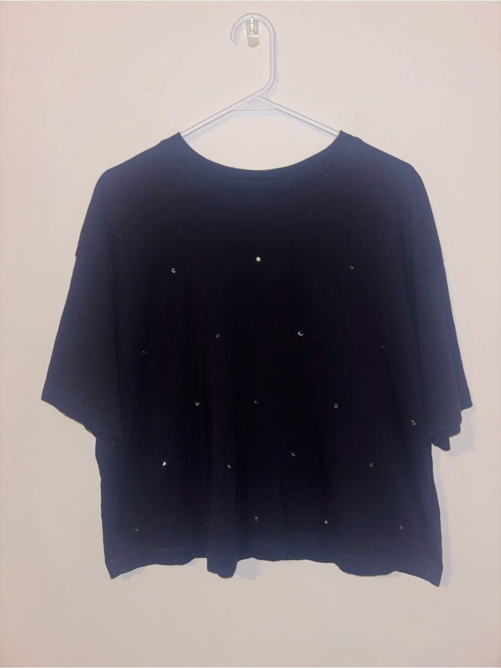 Old Navy Black Short-Sleeve Tee with Sparkle Studs